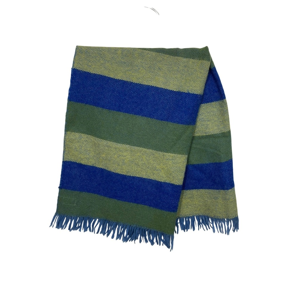 The Crock of Gold Scarf Unisex‎ OS Blue Green Striped Handwoven Irish Wool